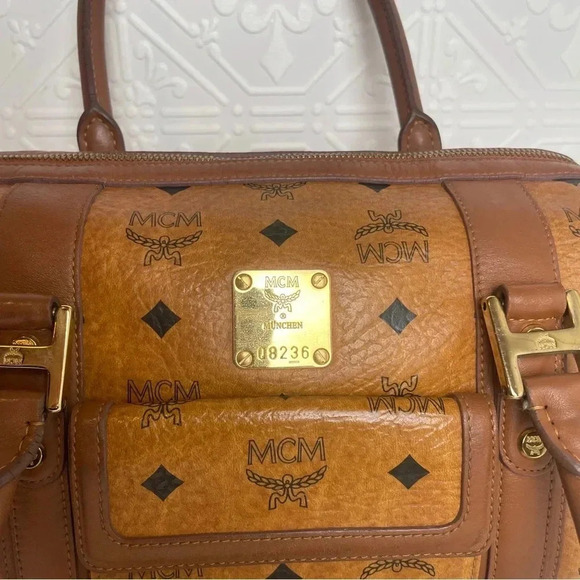 MCM‎ Cognac Brown Boston Bag Purse - Picture 3 of 15